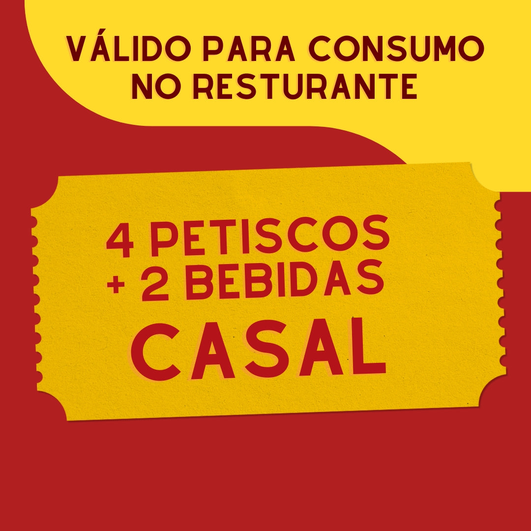 4x Petiscos + 2x Bebidas - Casal